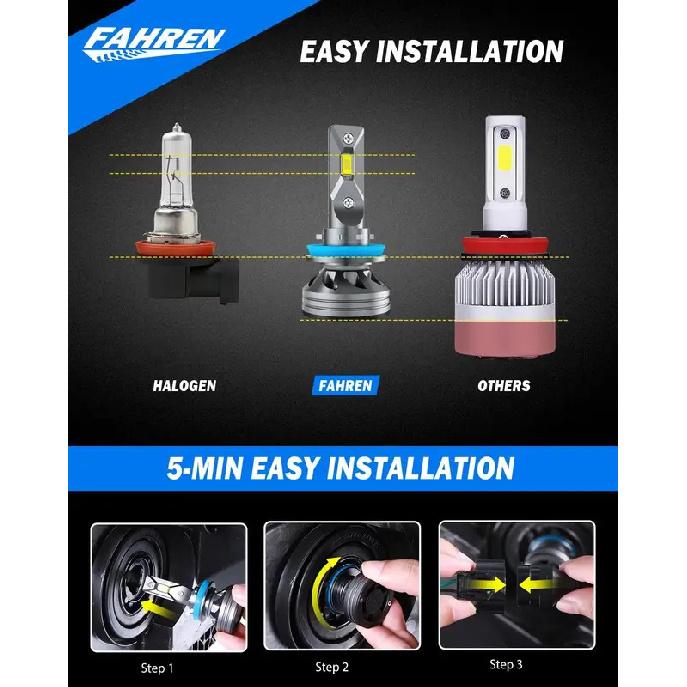 2PCS H11 H9 H8 LED Light Bulb,50000LM 6500K Easy Installation H11 Fog Light Bulbs Turn Signal Light Assemblies,CANbus Ready
