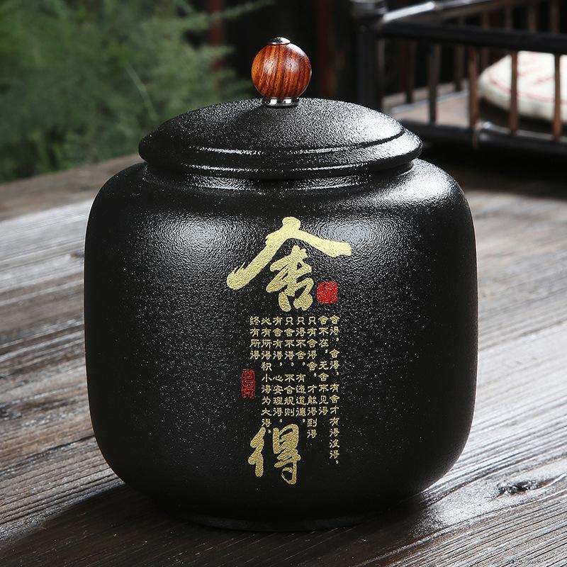 WSHYUFEI черная керамическая чайная банка, китайская фарфоровая керамическая банка, портативная герметичная банка для хранения, чайные коробки, резервуар для хранения конфет, специй
