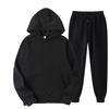 Unisex Casual Solid Color Fleece Sweatsuit - Autumn/Winter Loose Fit Sweatshirt & Sweatpants Two-Piece Set.