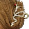 New Year Headwear Animal Hair Clip Red Rhinestone Shark Clip Zodiac Dragon Hair Claw  Daily