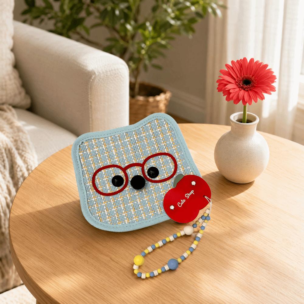 Cartoon Animal Animal Shaped Palm Fan Cattail Woven Handheld Fan Cattail Hand Fan Photo Prop