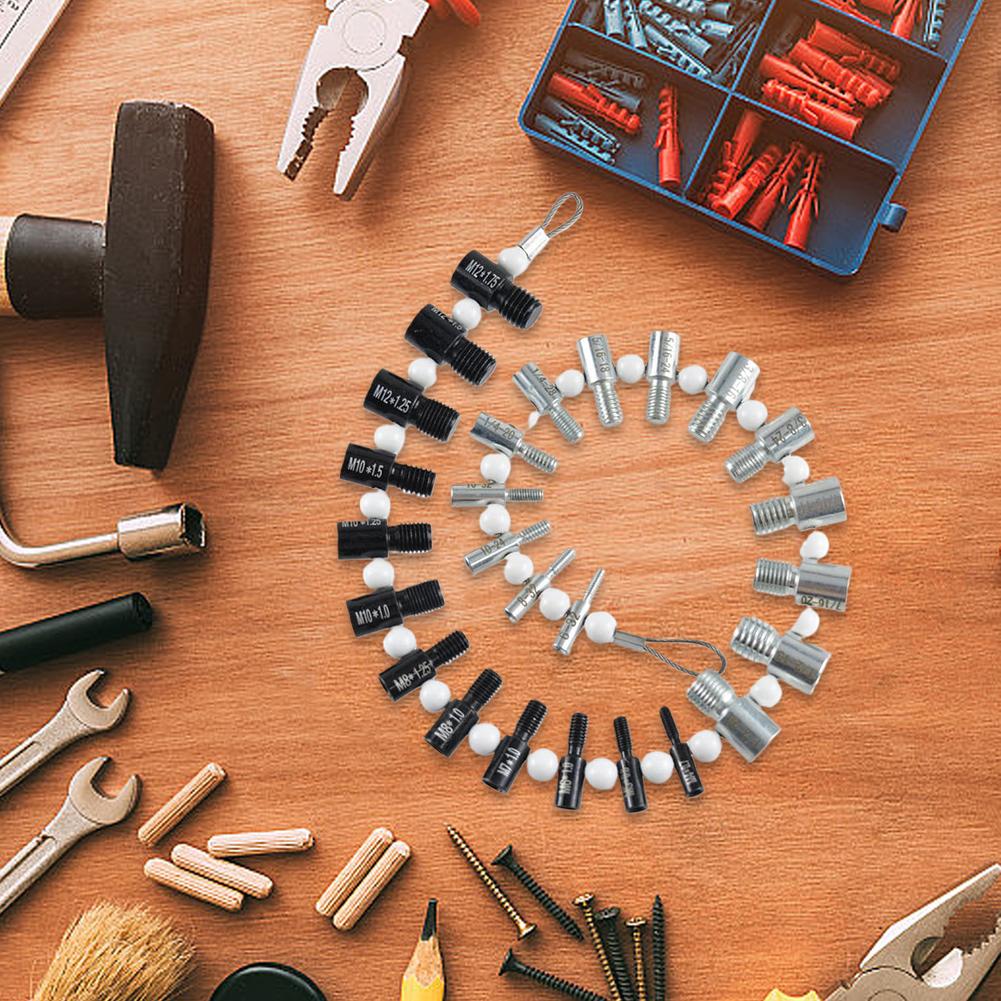 Тестер дюймовой и метрической резьбы 23 дюйма и 21 метрический размер. Прибор для проверки резьбы болтов, гаек и винтов. 26 калибров с наружной/внутренней резьбой.