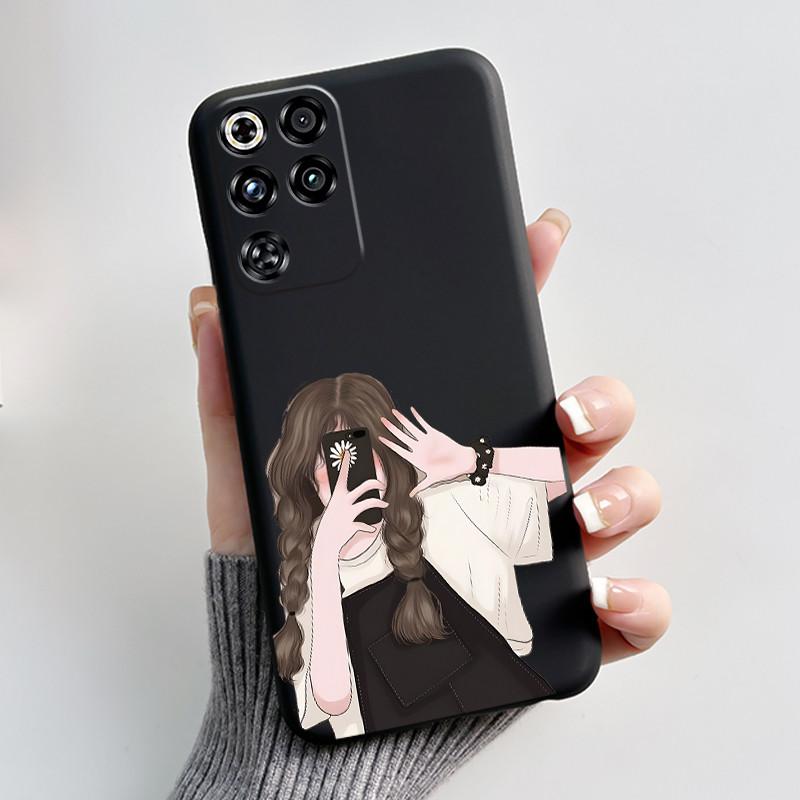 Чехол для ZTE Nubia Red Magic 11 Pro Милый Кролик с Сердечками Смешной Черный Матовый Мягкий Силиконовый Чехол для Телефона RedMagic 11 Pro + Плюс