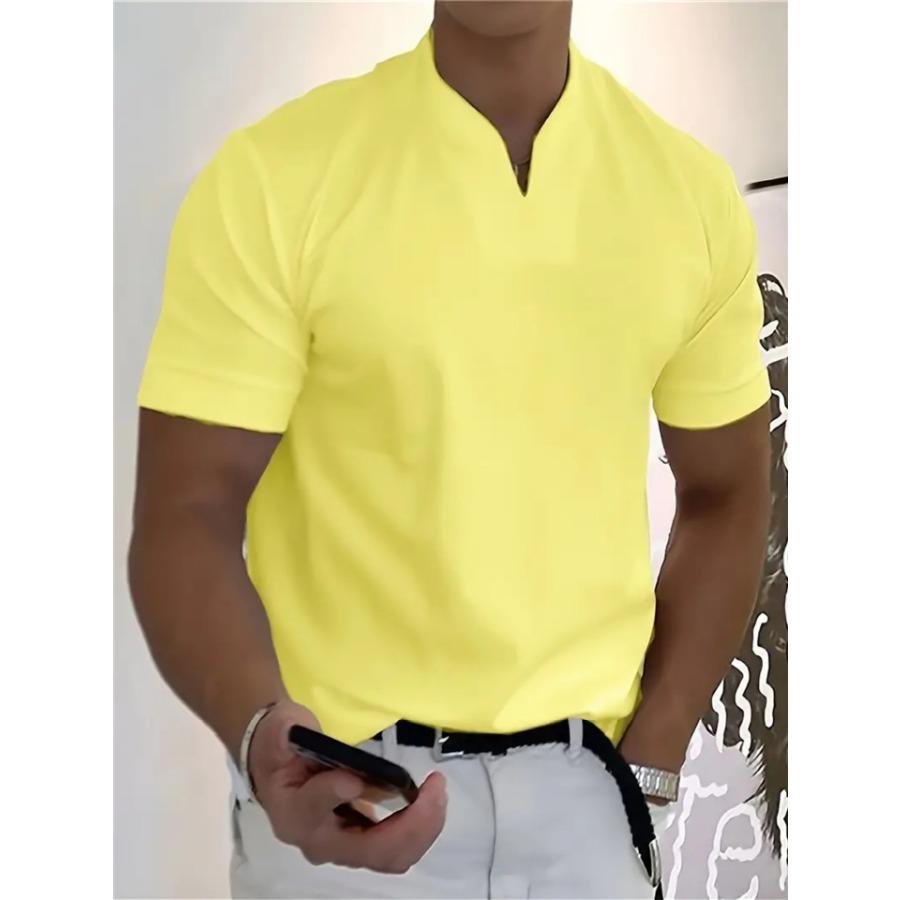 Muscle Мужская спортивная футболка для фитнеса больших размеров, мужская эластичная хлопковая летняя рубашка-поло с коротким рукавом и V-образным вырезом