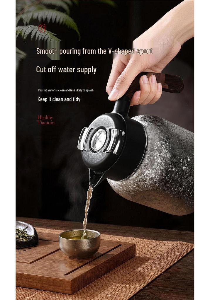 High-End Portable Pure Titanium Insulated Tea Set: Stewing Teapot, Teacups, Gift Box, Ideal for Business Travel