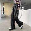 Осень-зима модные широкие брюки из искусственной кожи повседневные кожаные брюки с эластичной резинкой на талии женские уличные стильные женские брюки 29393