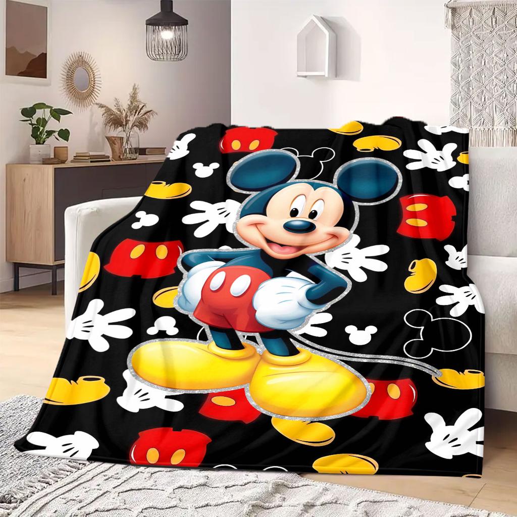Mickey Flannel Blanket Cartoon Print Home Decor for Sofas Beds Bedrooms Chairs Travel Picnics Various Sizes Gift New