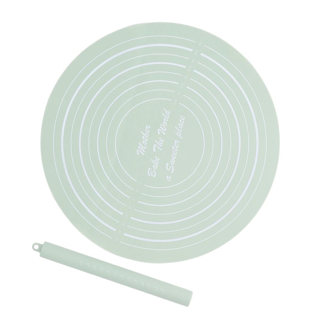 Dough Roller Set with Measurements Silicone Rolling Pin Non Stick Flour Mat for Home Kitchen Dessert Store