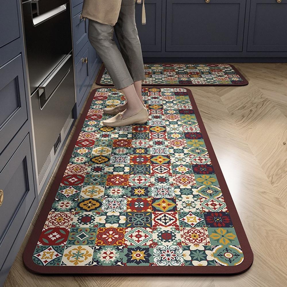 Kitchen Mat Absorbent Printed Kitchen Rugs Non-slip Area Mat Hallway Long Carpets for Living Room Bedroom Entrance Doormat Bath