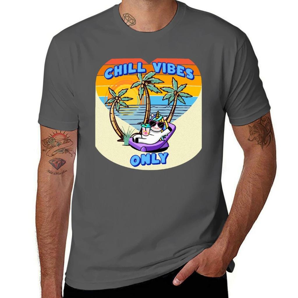 Chilled Vibes Only Rainbow Unicorn Tshirt Casual Pattern Print Tee Shirt Tshirt
