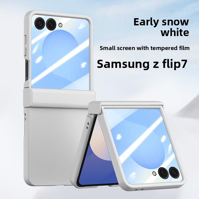 Модный Чехол Candy Color с Матовым Покрытием и Защитой Шарнира для Samsung Galaxy Z Flip 8 7 6 5 4 3, Пленка из Закаленного Стекла, Противоударная Крышка