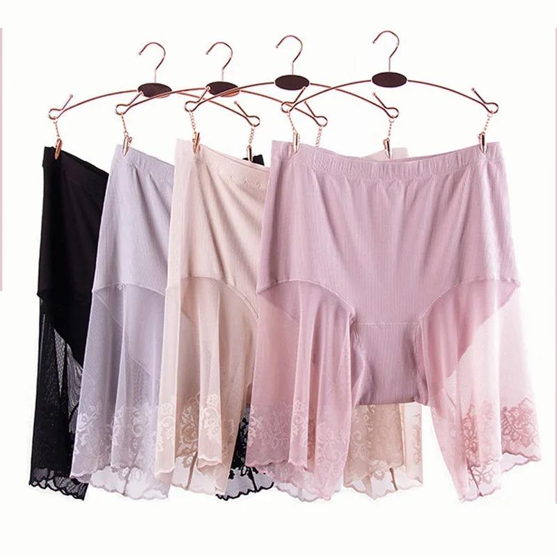 Plus Size Shorts Under Skirt Sexy Lace Anti Chafing Thigh Safety Shorts Ladies Pants Underwear Large Size Safety Pants Women