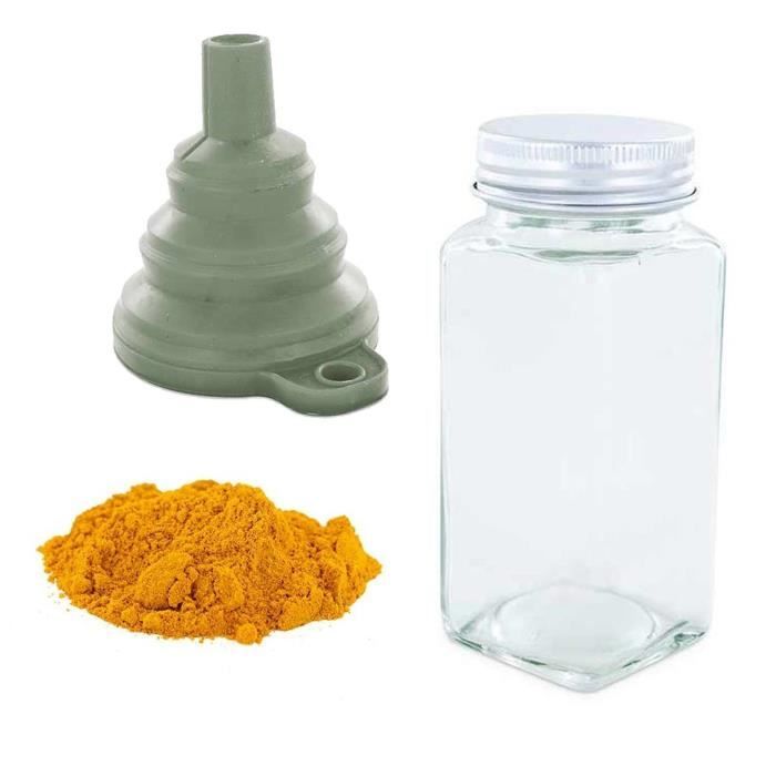 Flacon à épices poudreur + entonnoir + curcuma moulu 40 g