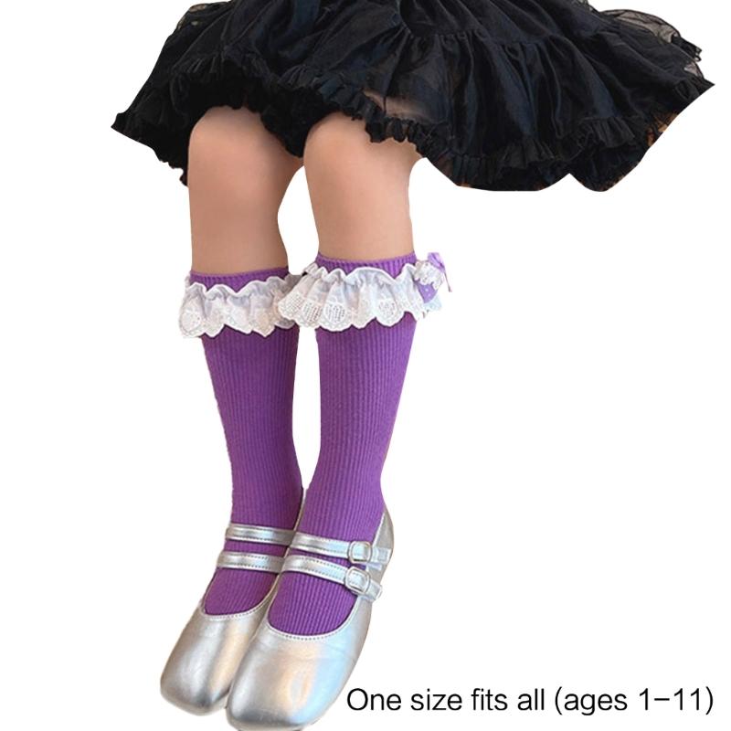 Lovely Embroidered Lace Socks for Girls Comfortable In Tube Socks Fashionable Socks for School Activities and Daily