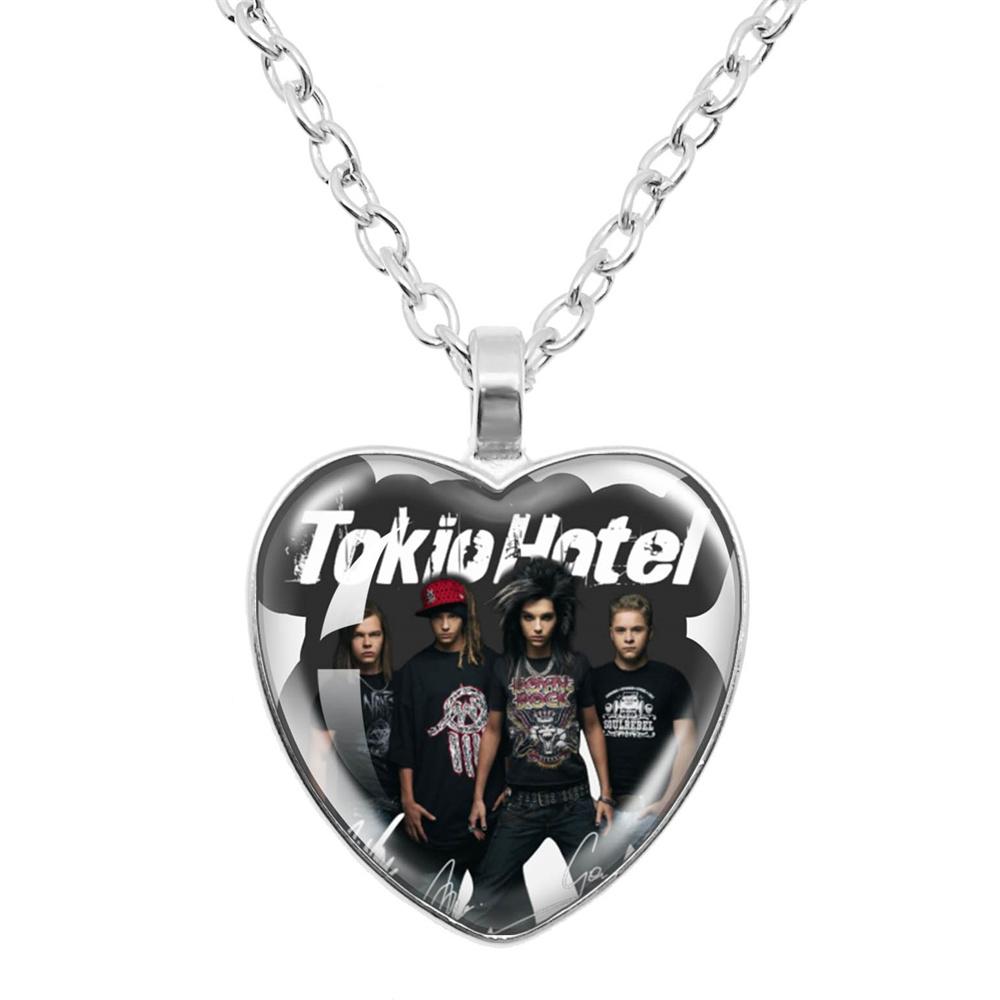 Ожерелье-подвеска Tokio Hotel Рок-группа Билл Каулитц Музыка Певец Фото Стекло Сердце Форма Ожерелье Украшение Шарм Подарок для Фанатов