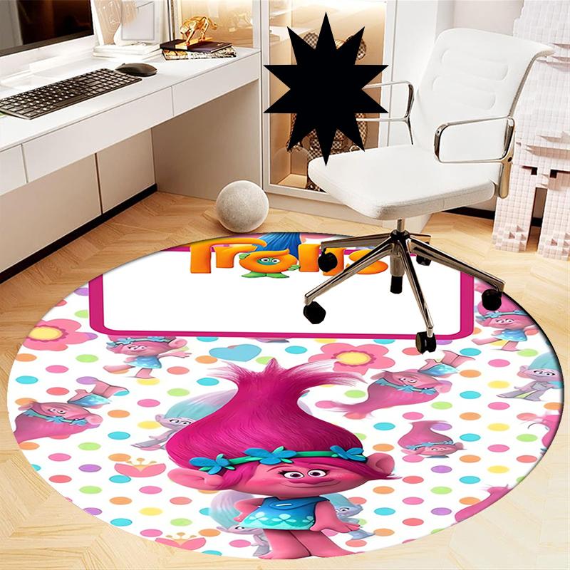 Trolls Printed Round Rug Carpet Chair Rug Area Rug Entryway Doormats,for Office Chair Living Room Bedroom Kitchen Room.