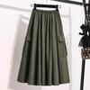 Длинные юбки больших размеров, плиссированная юбка-миди, летняя женская пляжная эластичная талия, элегантные повседневные юбки, женская осенняя плиссированная юбка