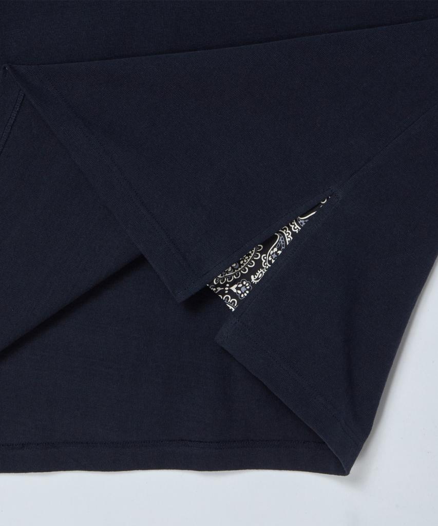 BEYOND CLOSET [Collection Line] Bandana Patch Detail Pique T-Shirt Navy