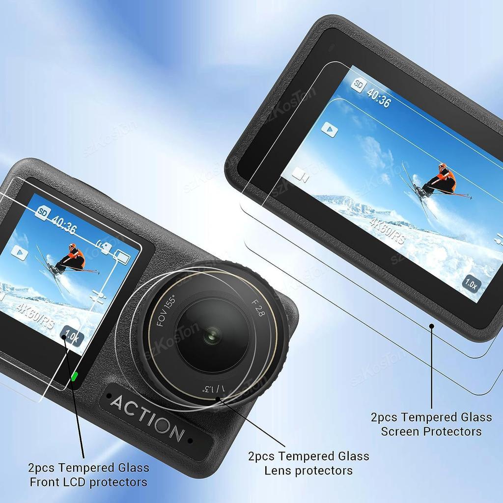 Для DJI Osmo Action 5 Pro 9H закаленная стеклянная пленка + мини-сумка для переноски + защитный чехол для объектива для DJI Action 5 Pro Аксессуары для камеры