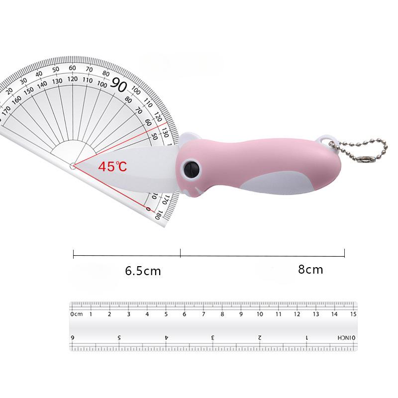 Cute Cartoon Ceramic Cutter Plastic Handle Folding Fruit Knife Kitchen Kids Auxiliary Knives Mini Portable Sharp Knife Peeler