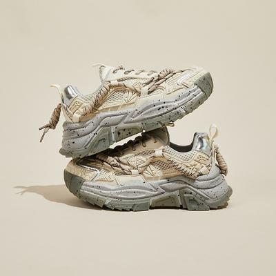 Дышащая женская обувь, сетчатые массивные кроссовки для женщин, на шнуровке, вулканизированная обувь, повседневная модная обувь для папы, кроссовки на платформе, корзина