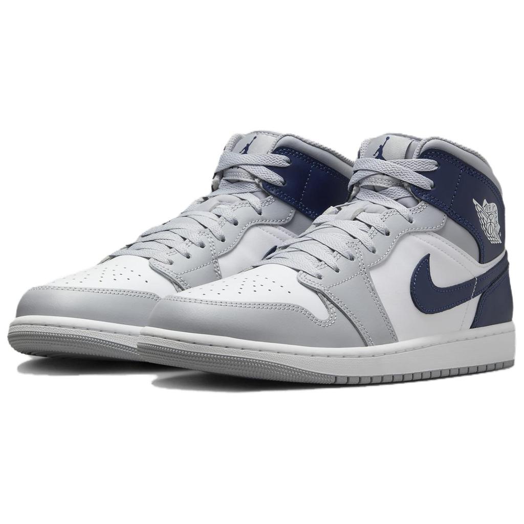 Air Jordan 1 Mid Wolf Grey Midnight Navy Мужские кроссовки белые DQ8426-104