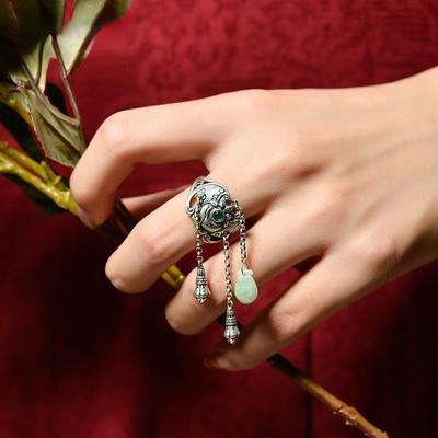 Винтажное регулируемое модное кольцо на указательный палец, женское классическое индивидуальное кольцо ручной работы в этническом стиле