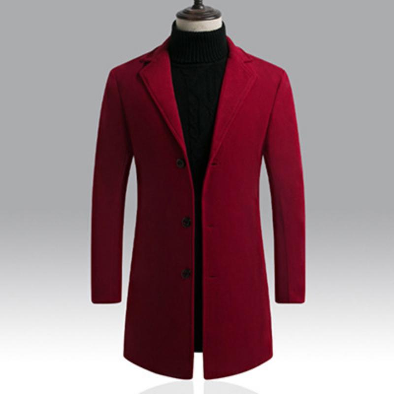 Модная трендовая куртка Красивое шерстяное пальто средней длины Мужская ветровка Приталенный универсальный серый костюм для вечеринки