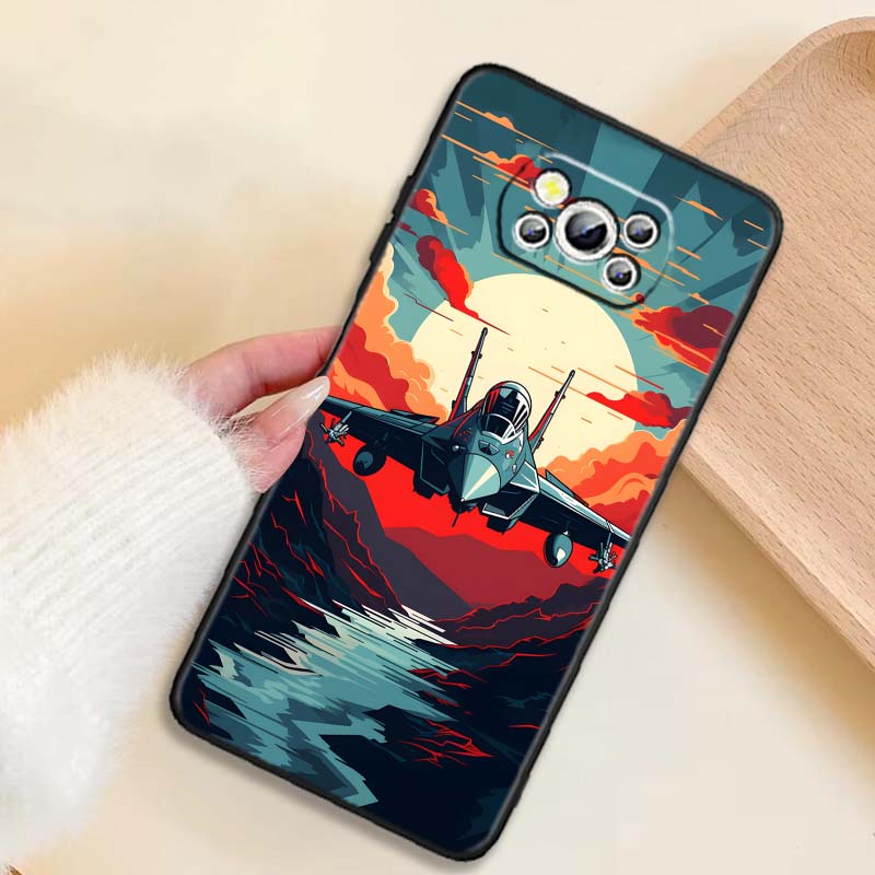 Модный узор с самолетами Для Xiaomi Mi Poco F3 F4 F5 F6 X3 X4 X5 X6 X7 M3 M4 M5 M6 M7 GT Pro 5G Черный чехол для телефона