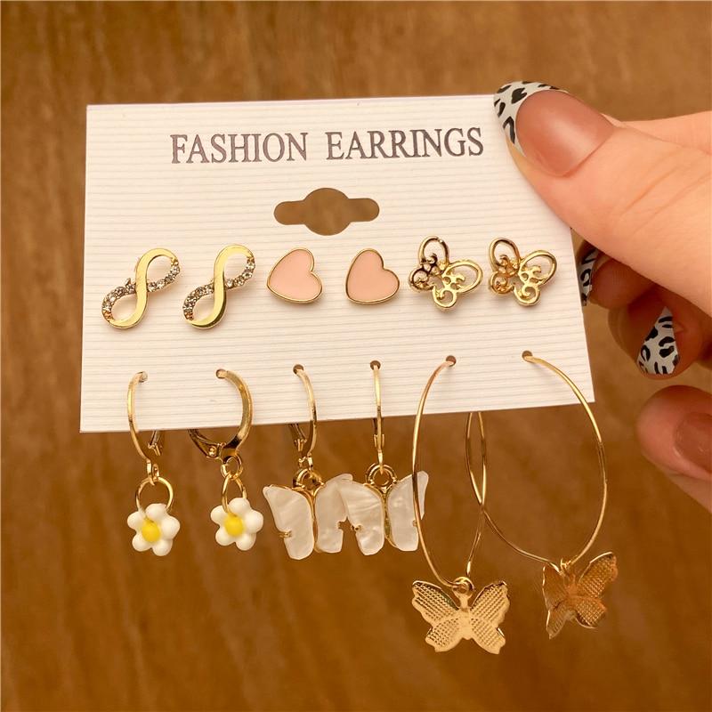 17 км модные золотые геометрические квадратные круглые жемчужные серьги-кольца для женщин, акриловые серьги-кольца с бабочками, ювелирные изделия, подарок