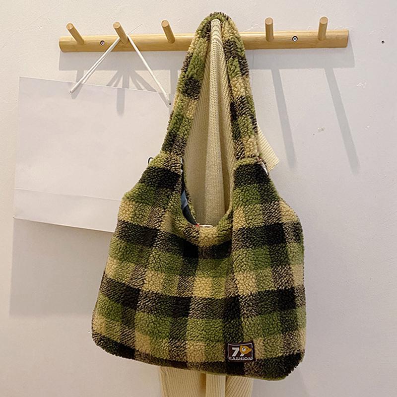 Женская ретро-сумочка из овечьей шерсти, милая пушистая сумка через плечо, сумка-тоут для работы, покупок, повседневного использования AVE