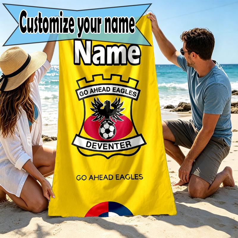Custom Name Personalized Go Ahead Eagles Print Beach Towel, for Trip Camping Beach Party Home Decor, Birthday Gift for Family & Friends