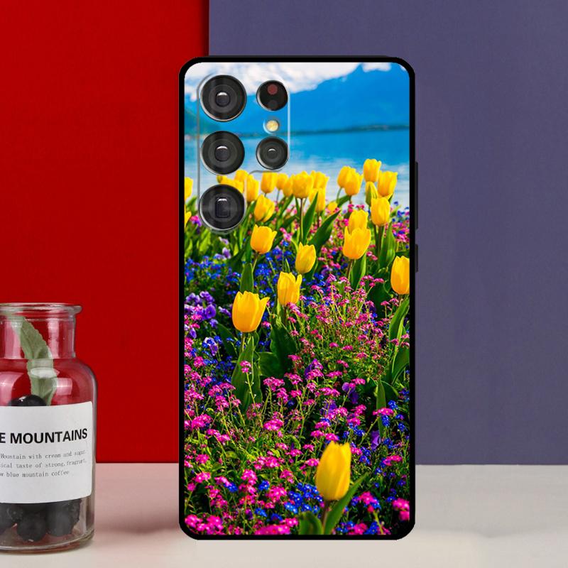 Чехол Funda с цветком тюльпана для Samsung Galaxy S25 Ultra S9 S10 S20 S21 FE S22 S23 Plus S24 Ultra