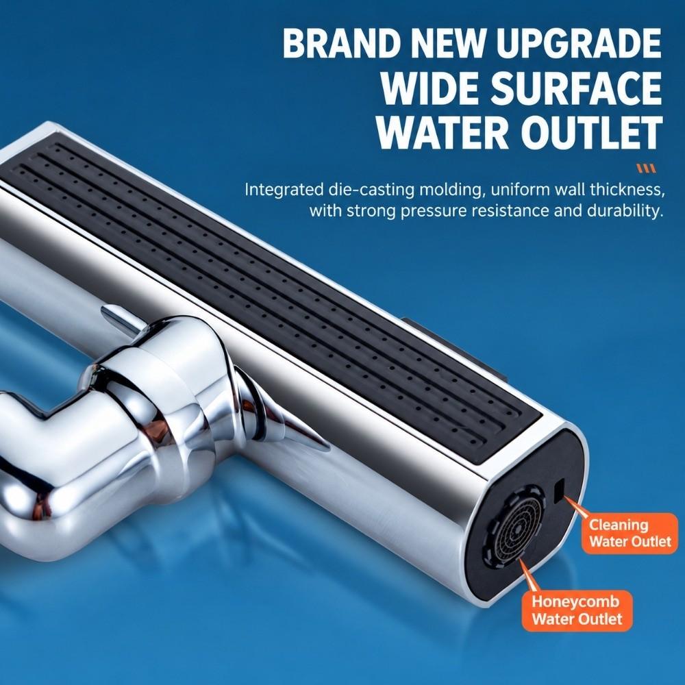 Third Gear Retractable Faucet Head Stainless Steel Waterfall Tap Aerator  Vegetable Cleaning