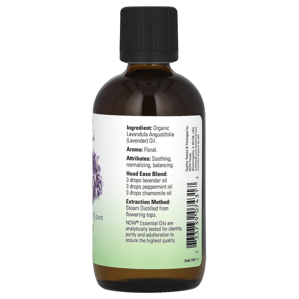 Now Foods Organic Essential Oil, Lavender, 4 Fl Oz (118 Ml)