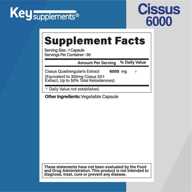 Ключевая добавка Cissus 6000, высокопотентная, высокоинсектицидная, 90 таблеток, 1 таблетка в день, экстракт Cissus Cissus 6000, 90 таблеток, 2 упаковки