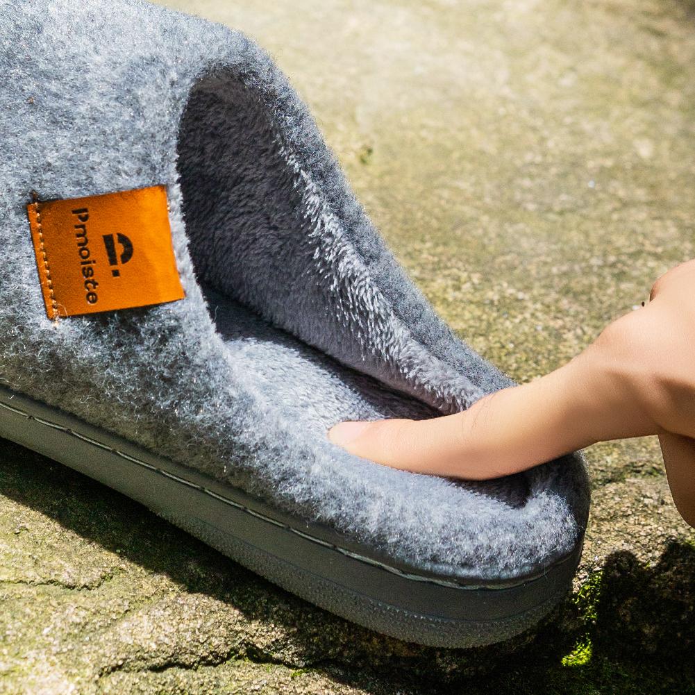 Мужские супермягкие фетровые тапочки с подушками из пены с эффектом памяти - Теплые зимние домашние туфли с нескользящей комфортной подошвой из ТПР