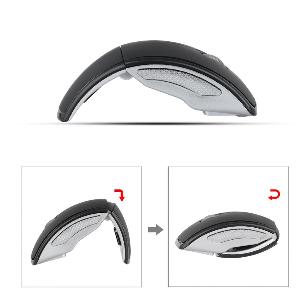 ZD-01 2.4G беспроводная складная эргономичная мышь Arc Mouse черного цвета с USB-приемником для ноутбука