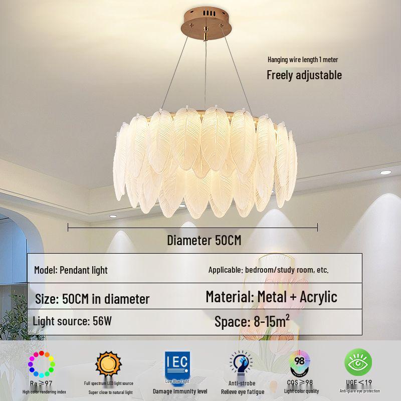 Modern French Cream Feather Pearl Chandelier - Stylish Post-Modern Living Room and Bedroom Lighting