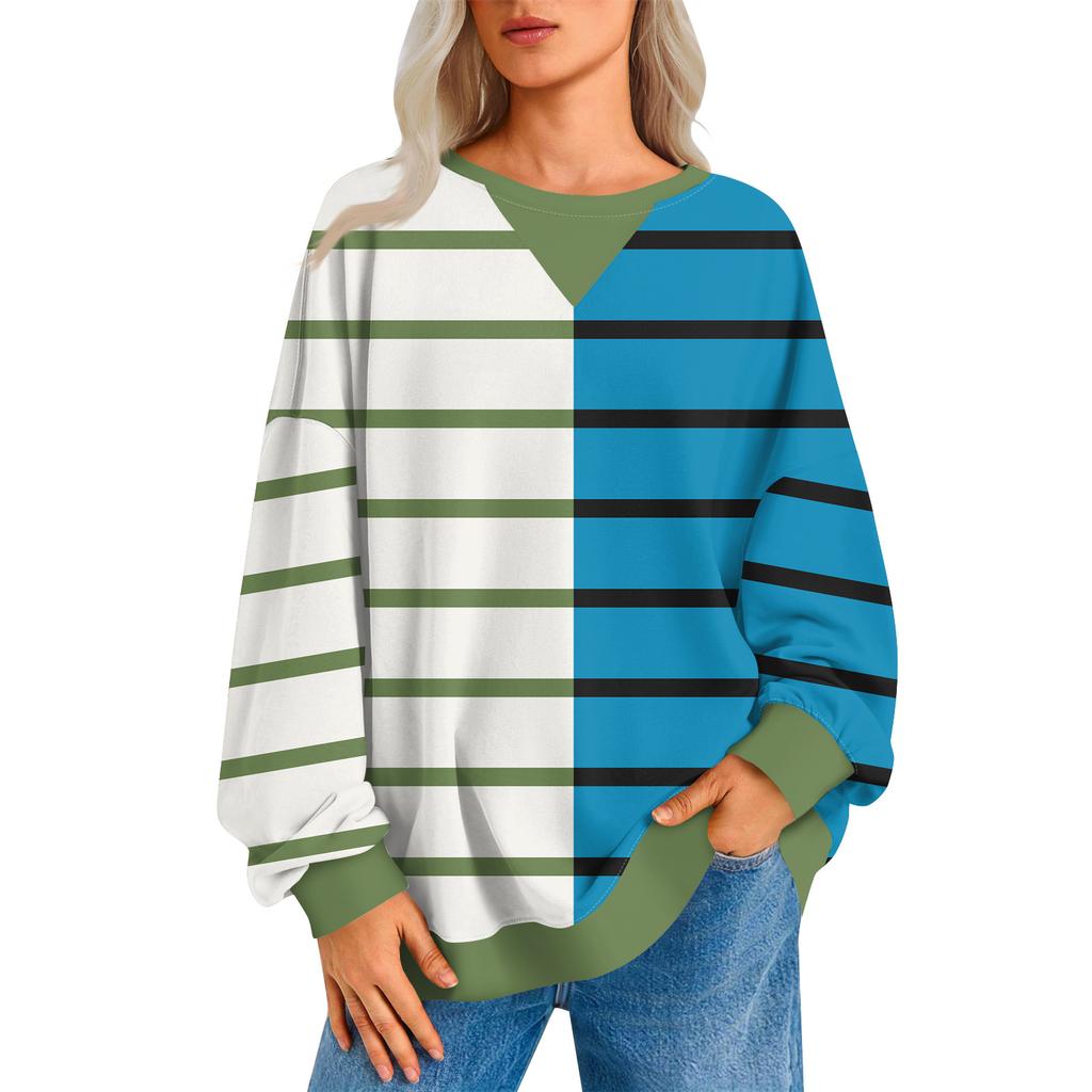 Женский повседневный полосатый пуловер, рубашка с длинным рукавом, толстовка большого размера