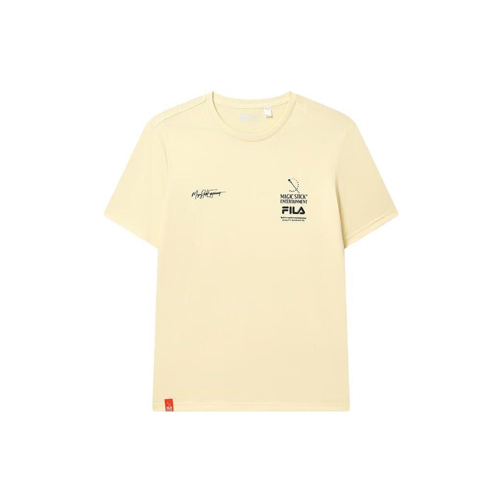 Fila Letter Print Crew Neck Short Sleeve T-Shirt Men Tops Yellow F11M319101F-YE