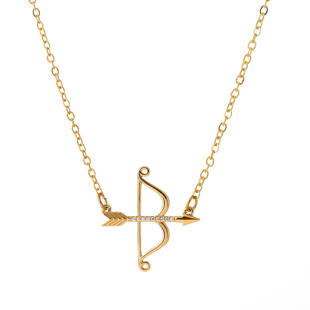 High Quality 2026 Bow and Arrow Collarbone Chain, Retro Zircon Cupid's Arrow Pendant Necklace Valentine's Day Qixi Festival Gift
