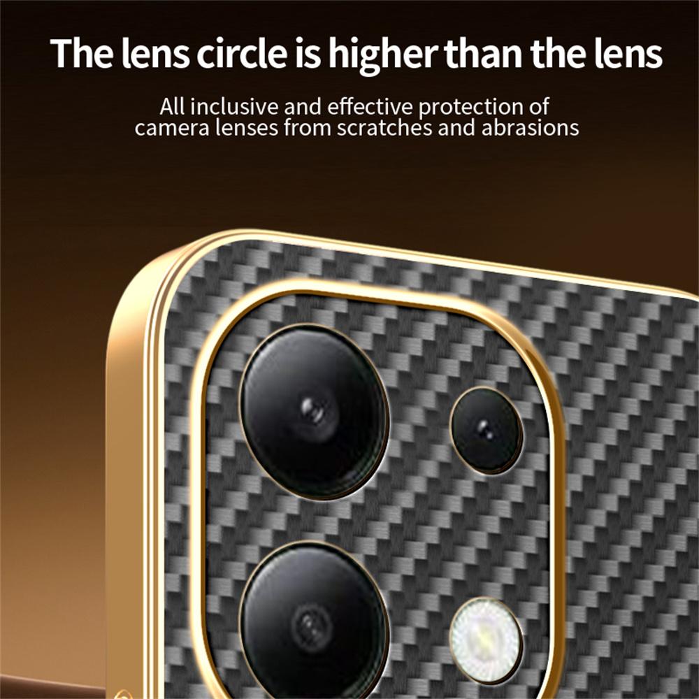 For Xiaomi Redmi Note 13 4G Phone Case Carbon Fiber Textured Electroplated TPU Back Cover