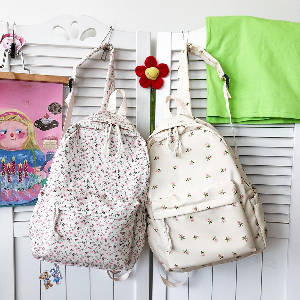 Женский простой цветочный рюкзак большой емкости с цветочным рисунком, школьный рюкзак с регулируемым ремешком, повседневный цветочный рюкзак для студентов, повседневная сумка