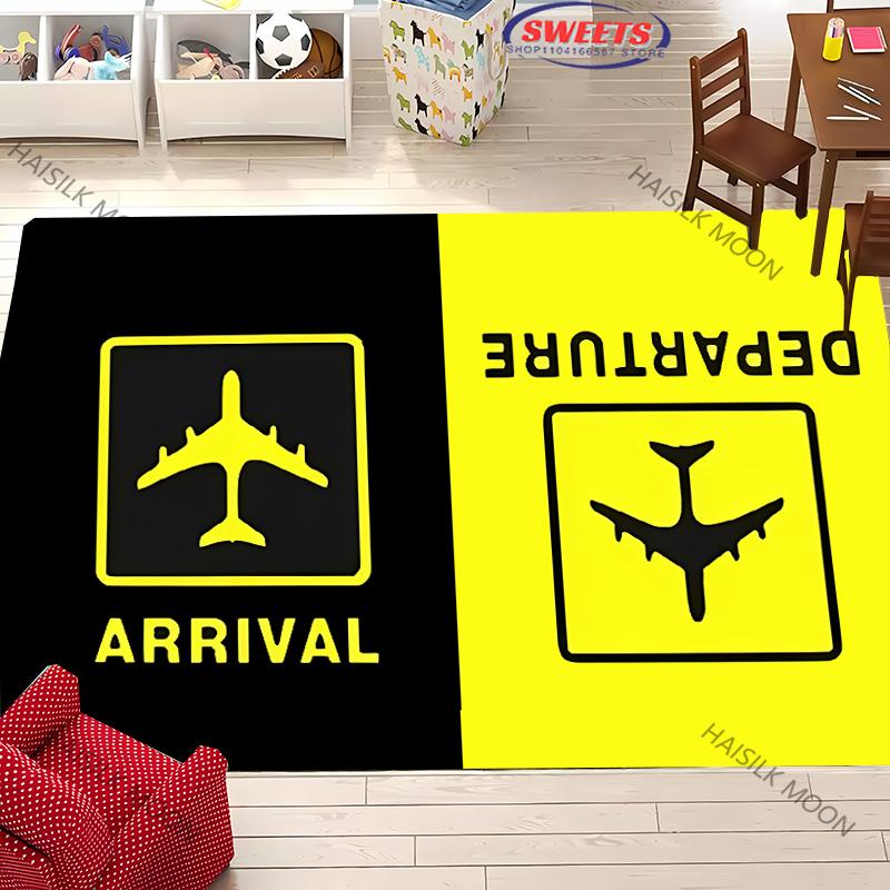 Авиационная тематика Взлетно-посадочная полоса Аэропорт Знаки Принтованный ковер Гостиная Спальня Диван Большой площади Декоративный коврик Детская игровая Мягкий коврик Подарок