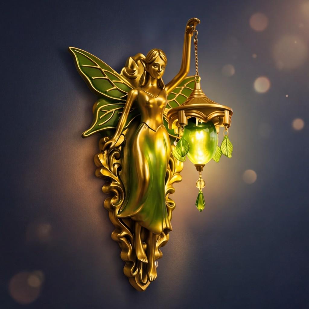 Vintage fairy-style resin angel wall lamp suitable for decorating bedrooms or living rooms.