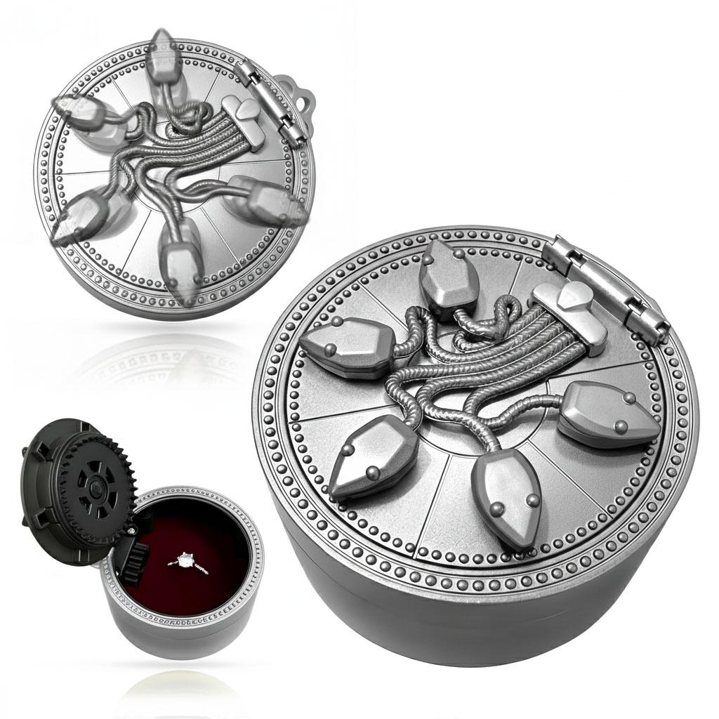 Valentines Day Gift Mechanical Mystery Box Romantic Surprise Jewelry Case Gear Driven Kinetic Ring Box Secret Locket Vault