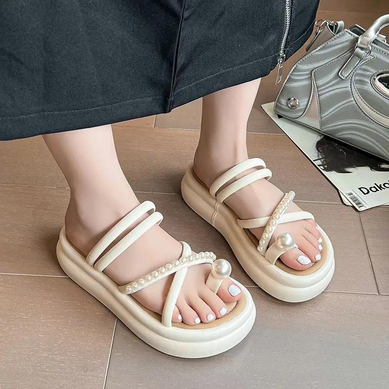 Модные женские сандалии Платформа Женская обувь Черный Повседневный Летний 2025 Удобная обувь Комфорт в ассортименте Обувь Оптом Корея Сандалия