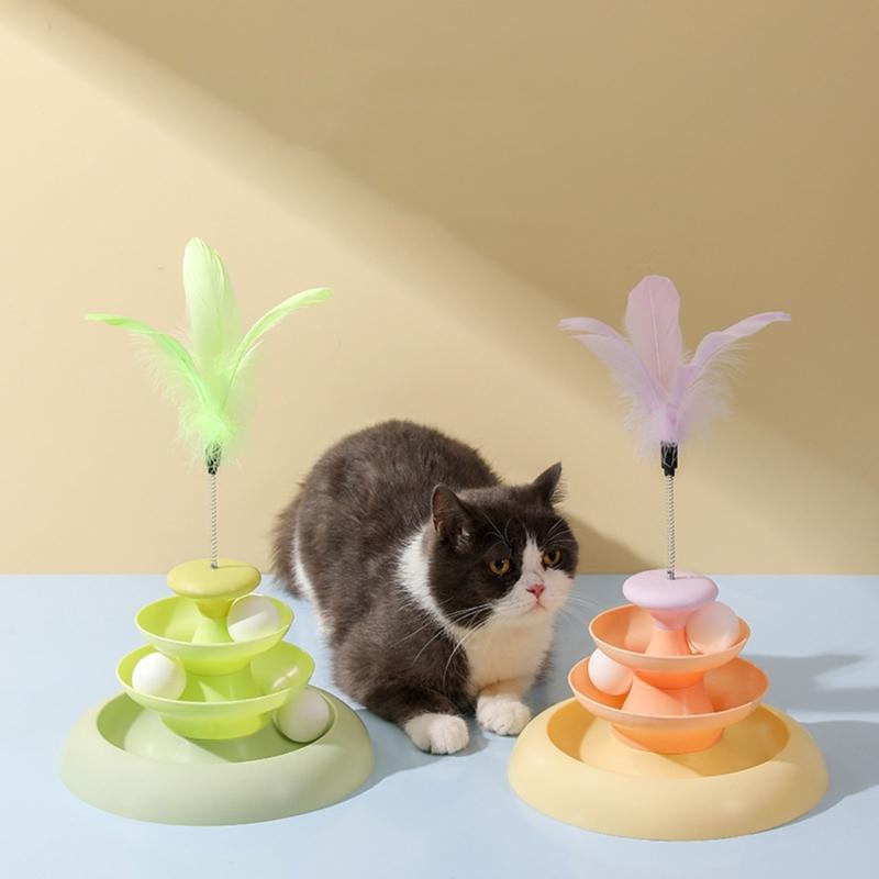 Игрушка для кошек с перьями на трассе Кошачья башня Игрушка для взаимодействия с кошками Игрушка для дома Игрушка от скуки для кошек Игрушка для снятия стресса у кошек