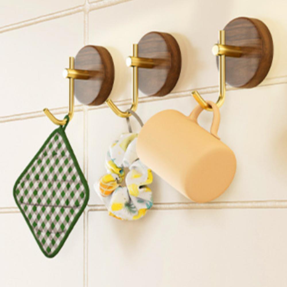 Robe Hook Walnut Hanging Hanger Key Holder Wood Hook Simple Adhesive Wall Hooks  Kitchen